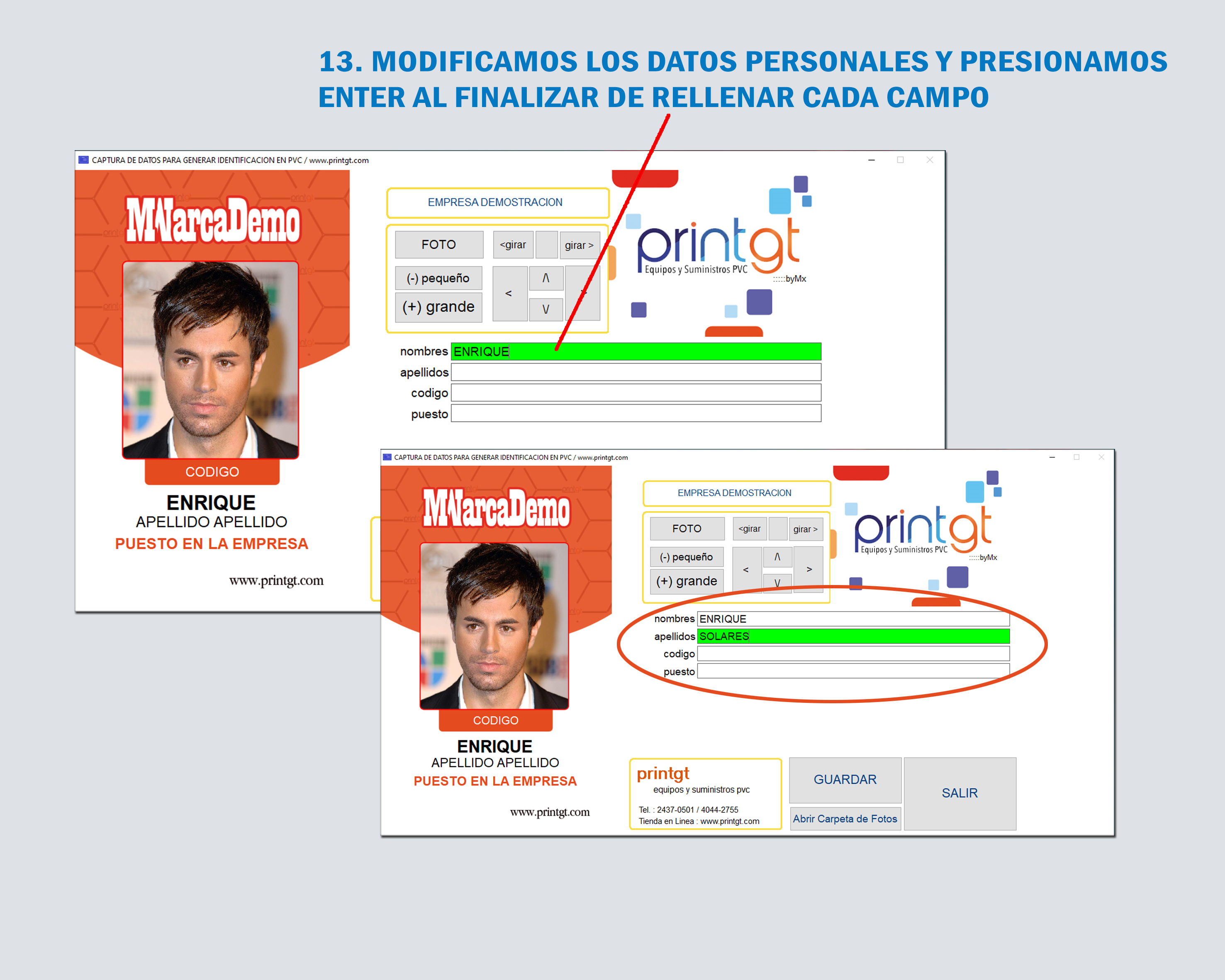 elaborar gafetes identificacion en pvc